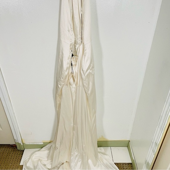 NEW Retrofete Margot Silk Low-Back Front-Slit Halter Maxi Dress Gown Wedding - Picture 10 of 14